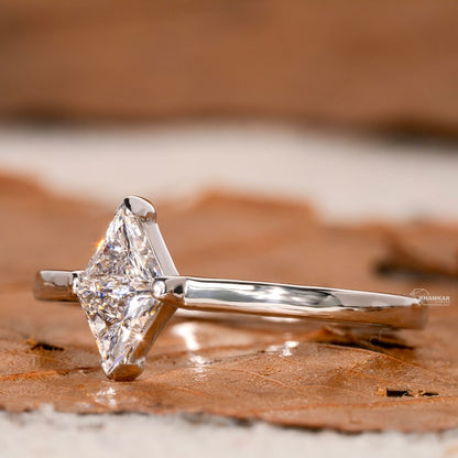 Triangle Lab Diamond Two-Stone Ring Unique Engagement Ring