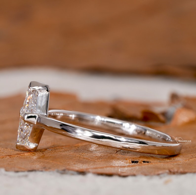 Triangle Lab Diamond Two-Stone Ring Unique Engagement Ring