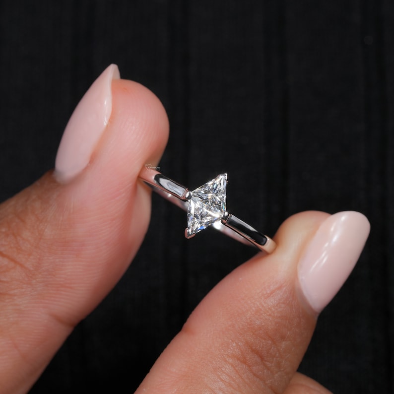 Triangle Lab Diamond Two-Stone Ring Unique Engagement Ring