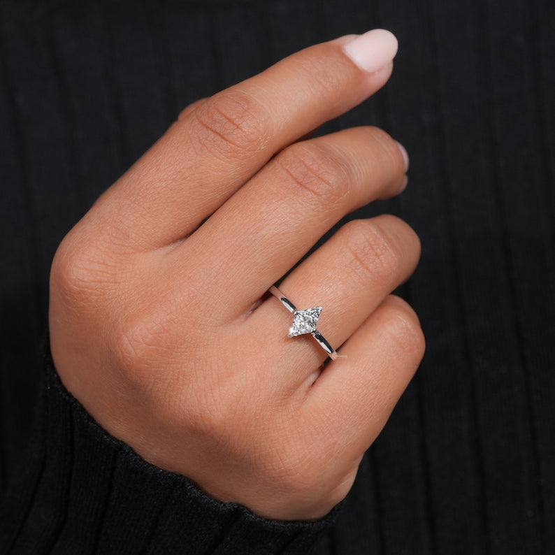 Triangle Lab Diamond Two-Stone Ring Unique Engagement Ring