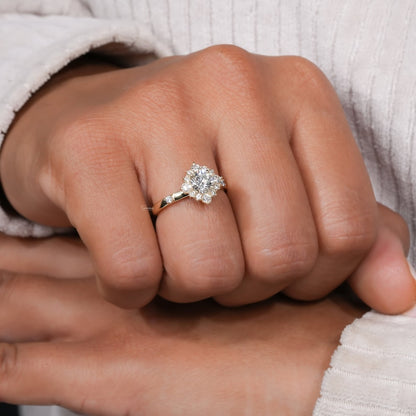 Round Lab Diamond Halo Ring 0.75CT â€“ Wedding Ring for Her
