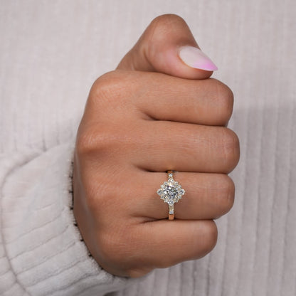 Round Lab Diamond Halo Ring 0.75CT â€“ Wedding Ring for Her