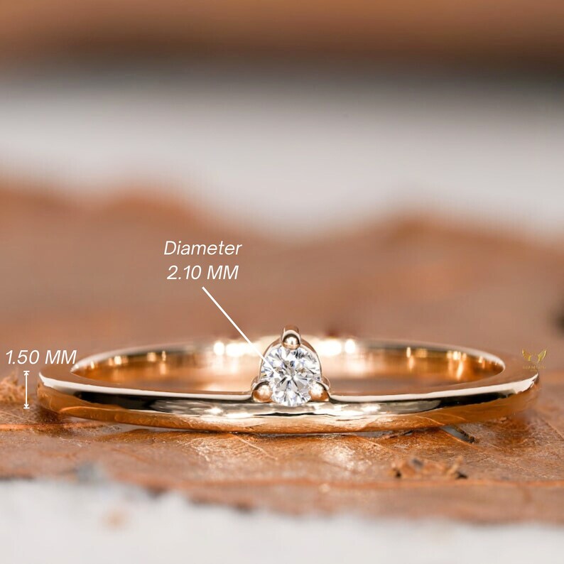 Single Diamond Ring, Lab Diamond Slim Ring,Minimalist Engagement Ring