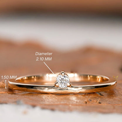 Single Diamond Ring, Lab Diamond Slim Ring,Minimalist Engagement Ring