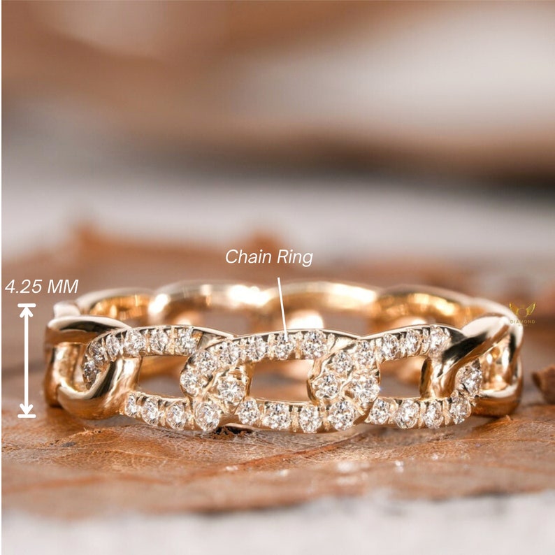 14K Gold Lab Grown Diamond Cuban Link Chain Ring