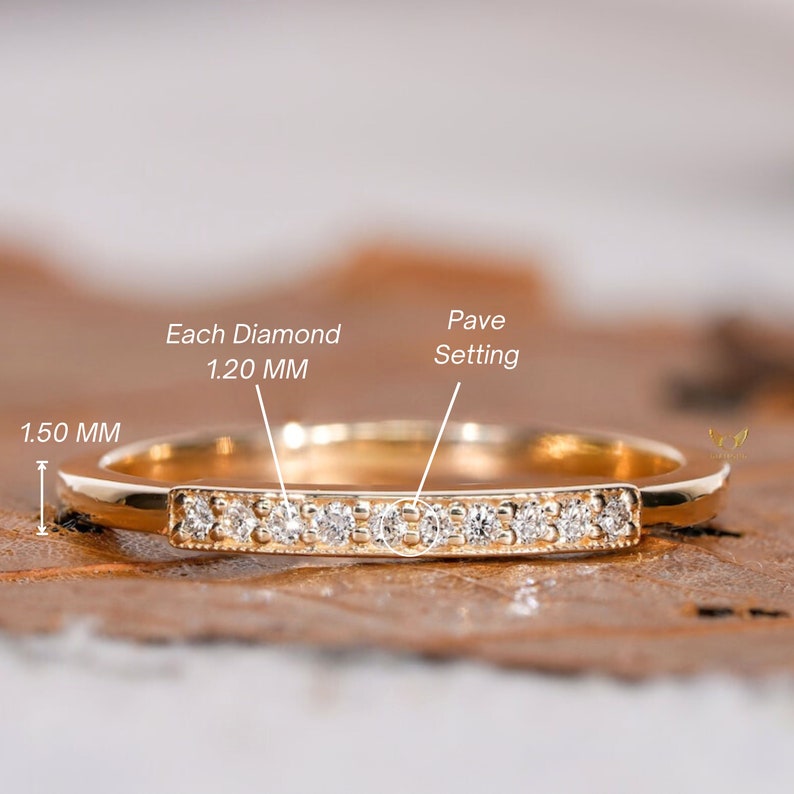 14k Gold Pave Lab Diamond Art Deco Wedding Ring
