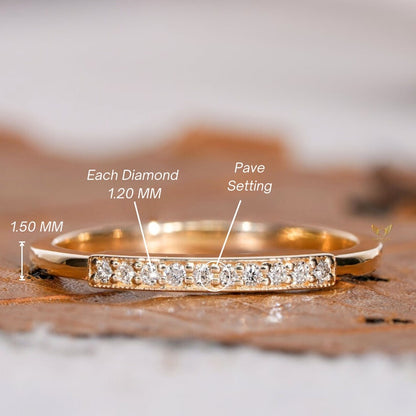 14k Gold Pave Lab Diamond Art Deco Wedding Ring