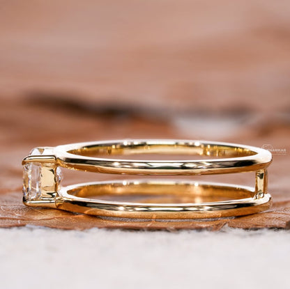 Emerald Lab Diamond East-West Split Shank Ring