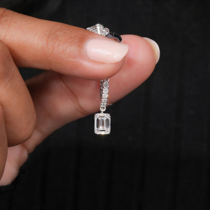 Emerald Cut Lab Grown Diamond Drop Earrings