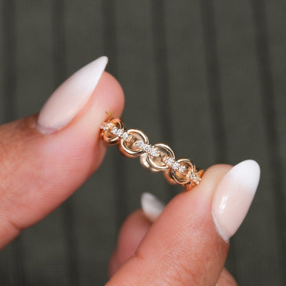 Lab Grown Diamond Open Chain Link Ring in 14K Gold