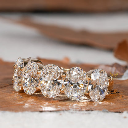 7 stone Oval Lab Diamond Band â€“ Half Eternity Wedding Ring