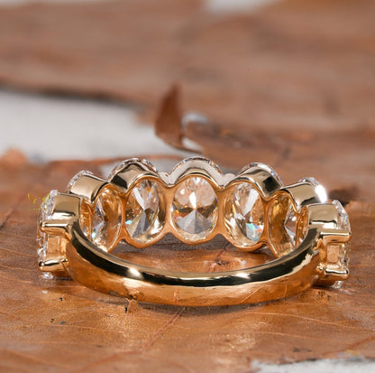 7 stone Oval Lab Diamond Band â€“ Half Eternity Wedding Ring