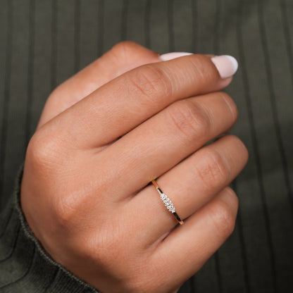 14K Gold Pave Lab Diamond Tiny Signet Ring