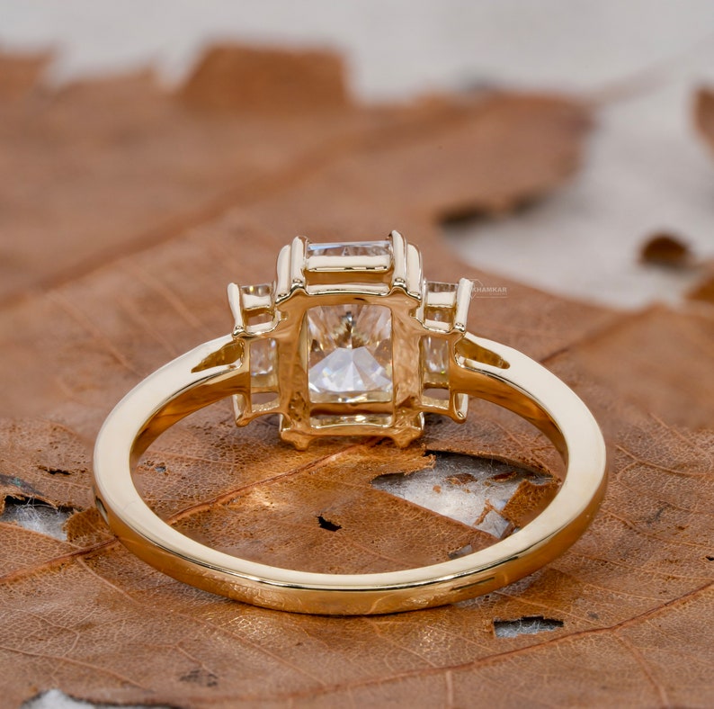 Radiant Lab Diamond Three Stone Ring – 1 CT Baguette Engagement Ring
