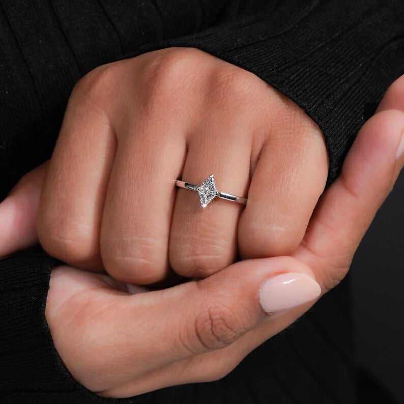 Triangle Lab Diamond Two-Stone Ring Unique Engagement Ring