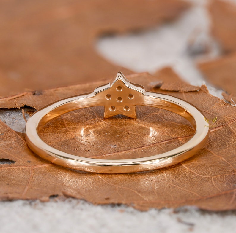 14K Gold Lab Grown Diamond Star Celestial Ring