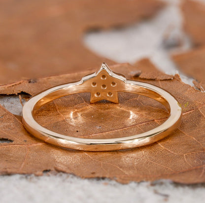 14K Gold Lab Grown Diamond Star Celestial Ring