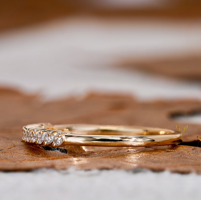 14K Gold Lab Grown Diamond Half Eternity Wedding Band