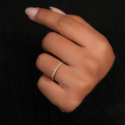 14K Gold Lab Grown Diamond Half Eternity Wedding Band