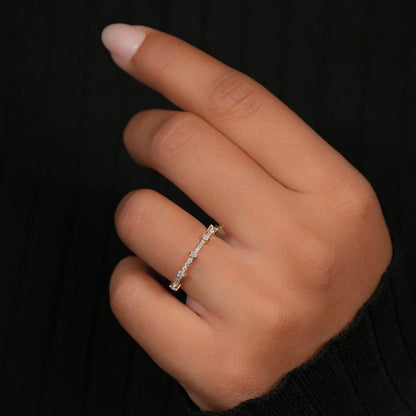 14K Gold Lab Diamond Pave Half Eternity Minimalist Ring