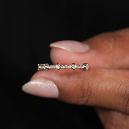 14K Gold Lab Diamond Pave Half Eternity Minimalist Ring