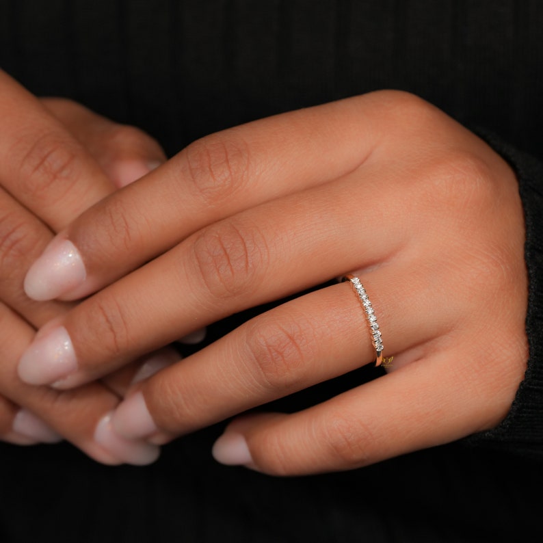 14K Gold Lab Grown Diamond Half Eternity Wedding Band
