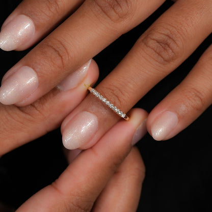 14K Gold Lab Grown Diamond Half Eternity Wedding Band