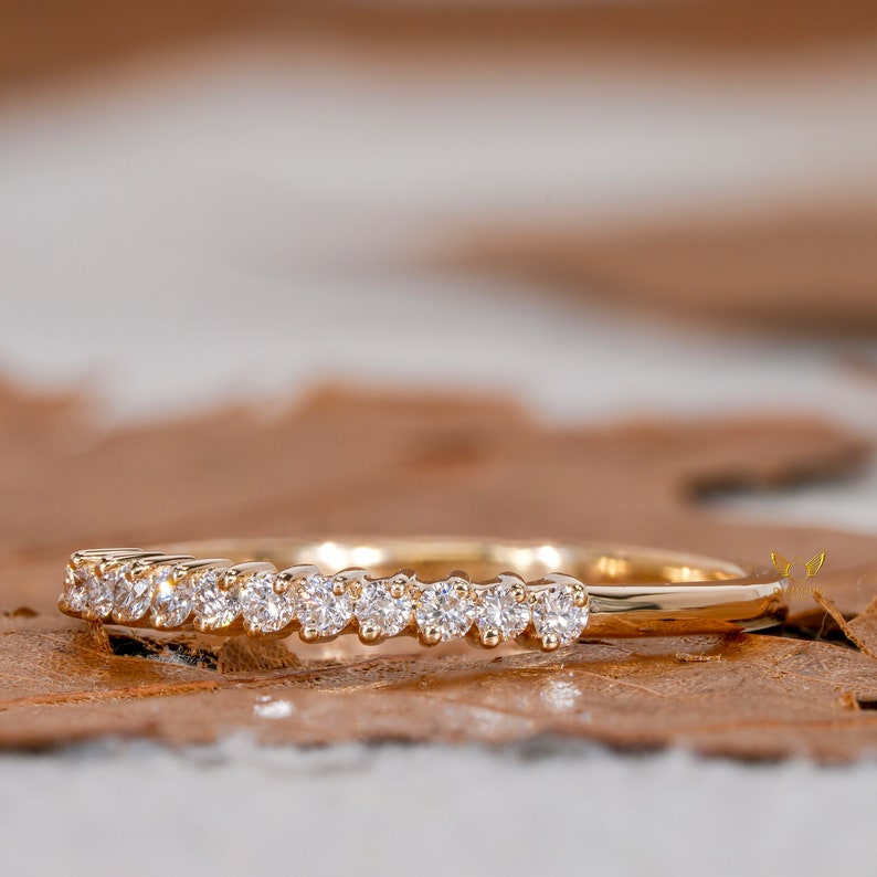 14K Gold Lab Grown Diamond Half Eternity Wedding Band