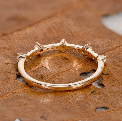 14K Gold Lab Diamond Pave Half Eternity Minimalist Ring