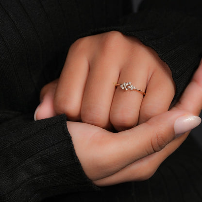 14K Gold Lab Diamond Tiny Cluster Stacking Ring