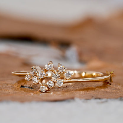 14K Gold Lab Diamond Tiny Cluster Stacking Ring