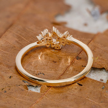 14K Gold Lab Diamond Tiny Cluster Stacking Ring