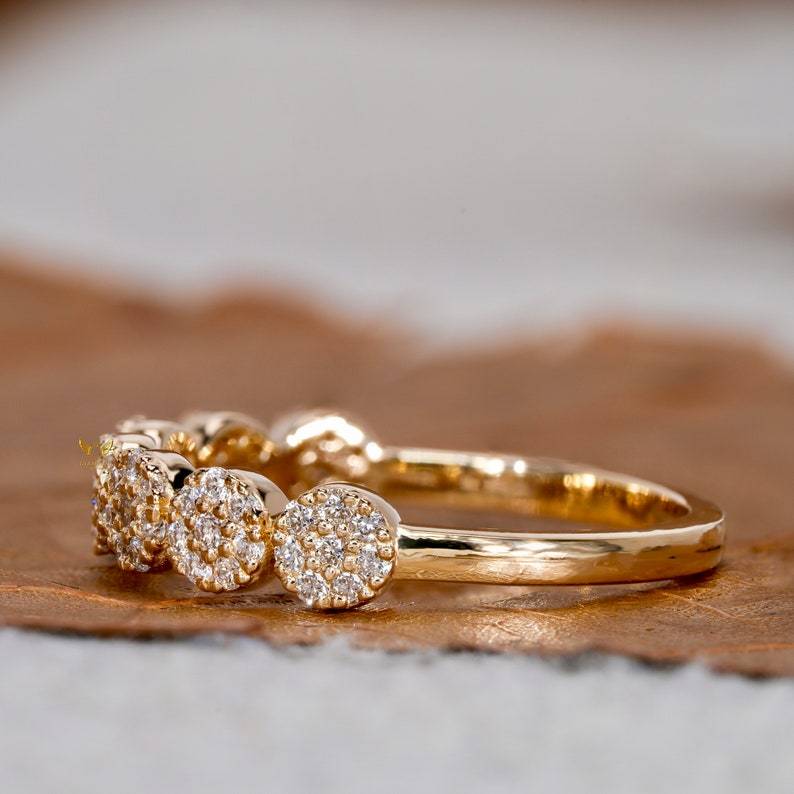 Lab Grown Diamond Band,Floral Wedding Ring,Minimalist Stacking Ring for Women,Flower Eternity Band,Anniversary Ring For Wife