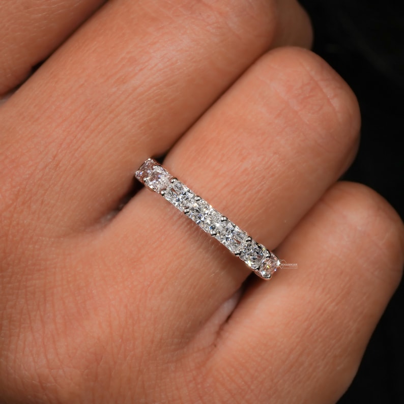 Radiant Cut Lab Grown Diamond Full Eternity Band,East West Diamond Wedding Band,Stackable Band for Women,Anniversary Bands,Gift For Her