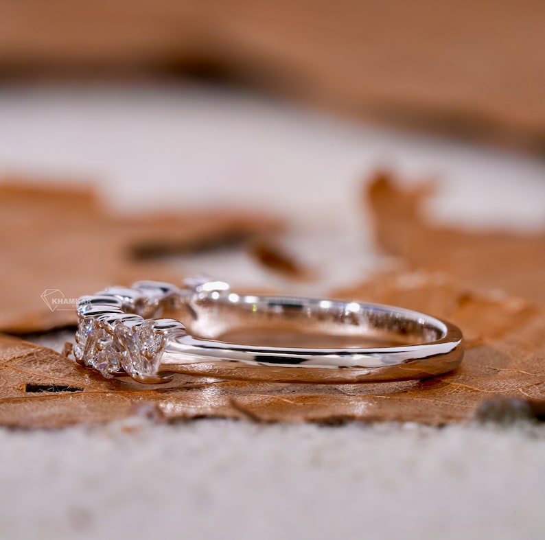 Marquise & Round Cut Lab Grown Diamond Band,Half Eternity Wedding Band, Matching/Stackable Band,Lab Created Diamond Band,Anniversary Gifts