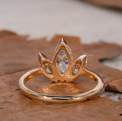 1.01CT Marquise Lab Diamond Three Stone Engagement Ring