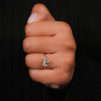 1.01CT Marquise Lab Diamond Three Stone Engagement Ring