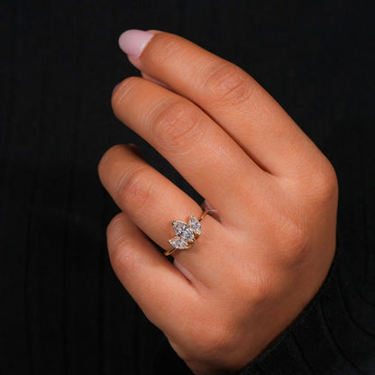 1.01CT Marquise Lab Diamond Three Stone Engagement Ring