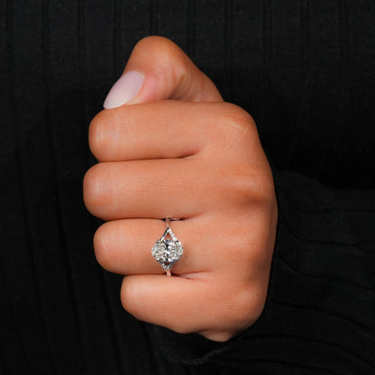 Oval Lab Diamond Ring, Split Shank Pave Engagement Ring