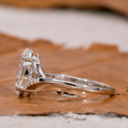 Oval Lab Diamond Ring, Split Shank Pave Engagement Ring