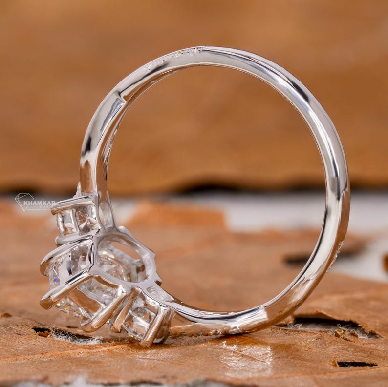 Marquise Lab Diamond Ring – 1–2 CT Twisted Three Stone Engagement ring