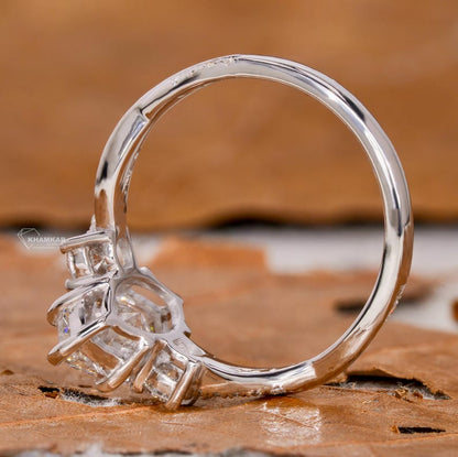 Marquise Lab Diamond Ring – 1–2 CT Twisted Three Stone Engagement ring