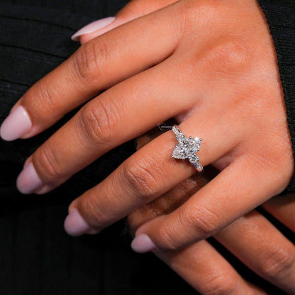 Marquise Lab Diamond Ring – 1–2 CT Twisted Three Stone Engagement ring
