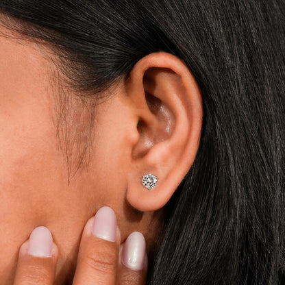 Round Cut Lab Grown Diamond Stud Earrings – Screw Back