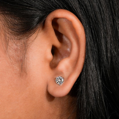 Round Cut Lab Grown Diamond Stud Earrings – Screw Back