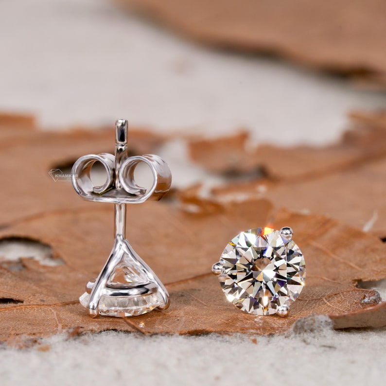 0.75 CT Round Cut Lab Grown Diamond Earrings,Diamond Stud Earrings,Martini Earring,Push Back Earrings,Gift for Mother,Wife & Daughter