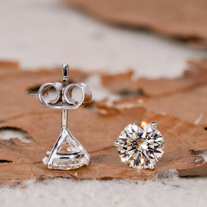 Round Cut Lab Grown Diamond Stud Earrings – Screw Back