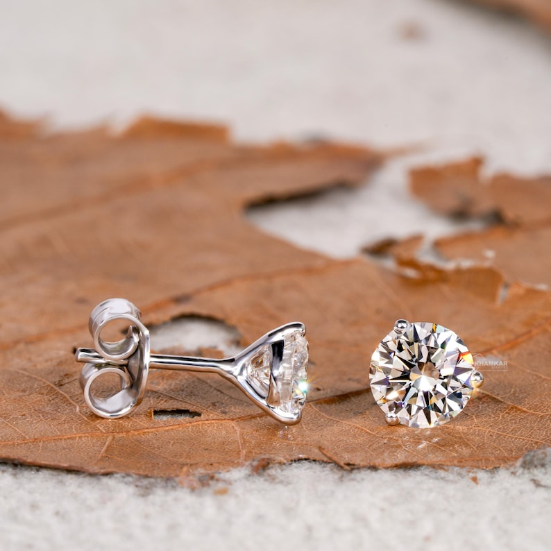 0.75 CT Round Cut Lab Grown Diamond Earrings,Diamond Stud Earrings,Martini Earring,Push Back Earrings,Gift for Mother,Wife & Daughter