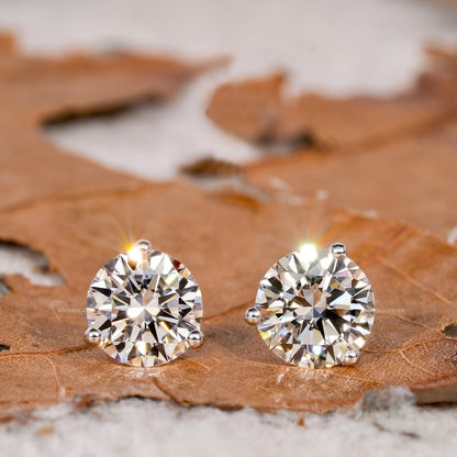 Round Cut Lab Grown Diamond Stud Earrings – Screw Back