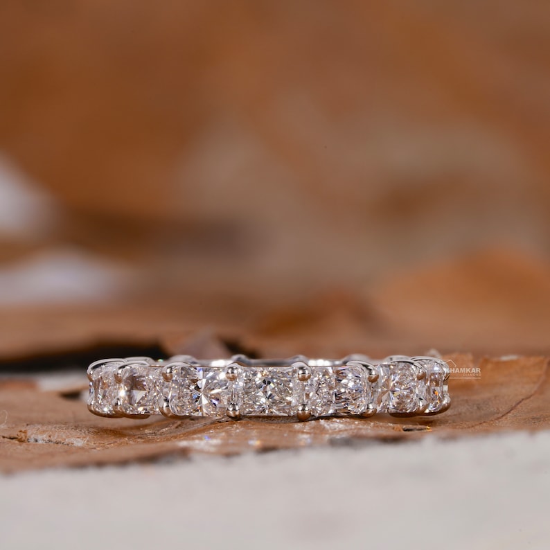 Radiant Cut Lab Grown Diamond Full Eternity Band,East West Diamond Wedding Band,Stackable Band for Women,Anniversary Bands,Gift For Her